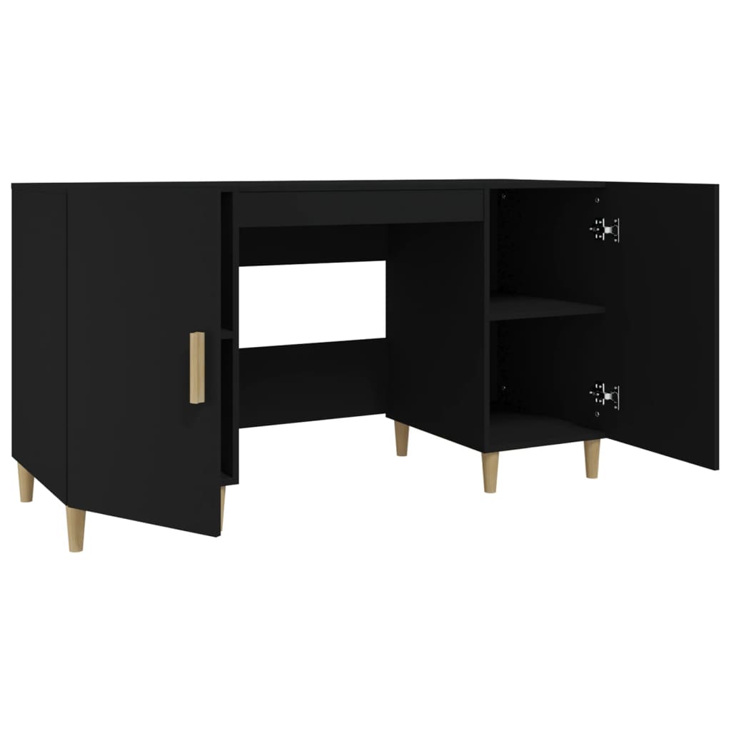 Desk, black, 140x50x75 cm, composite wood