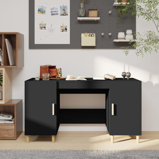 Desk, black, 140x50x75 cm, composite wood