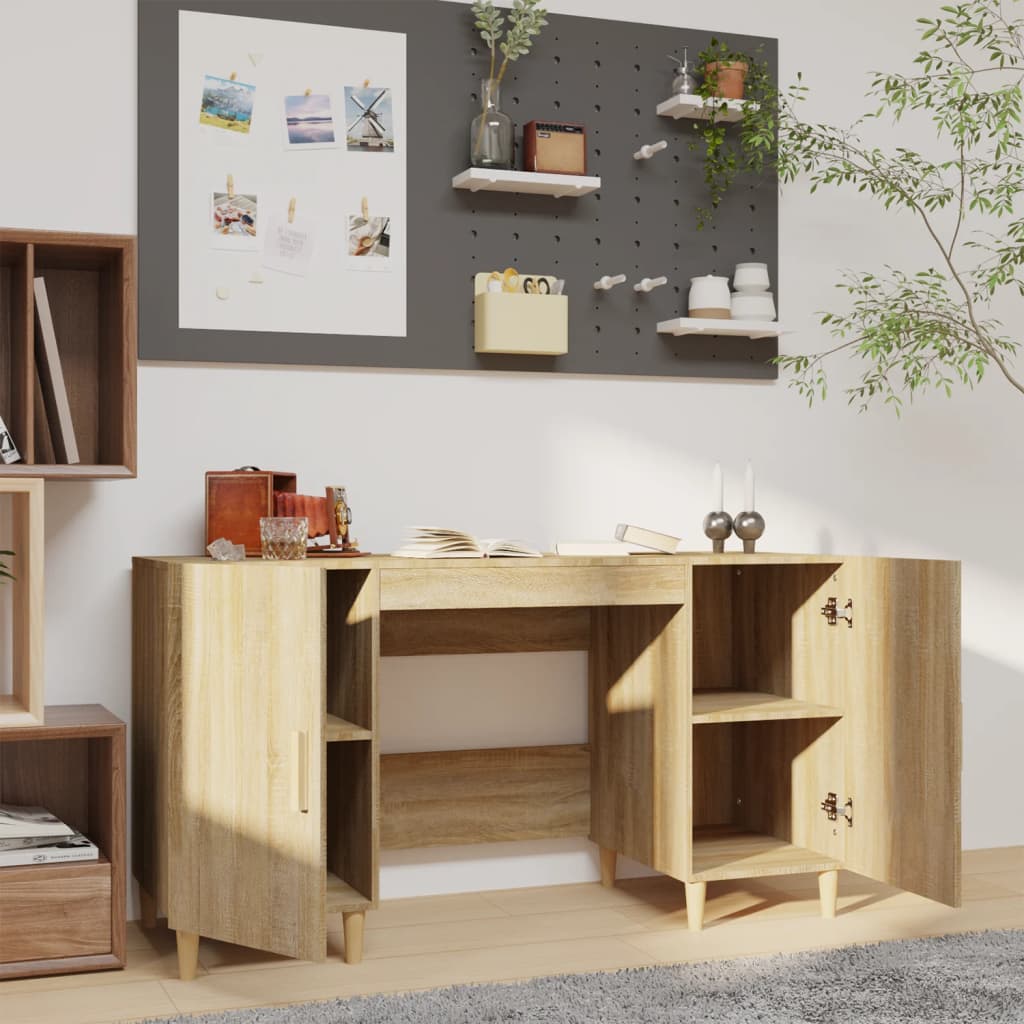 Desk, sonoma oak, 140x50x75 cm, composite wood