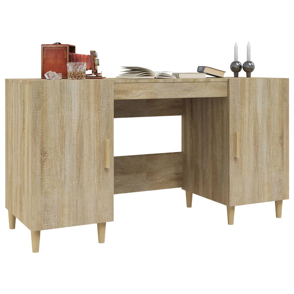 Desk, sonoma oak, 140x50x75 cm, composite wood