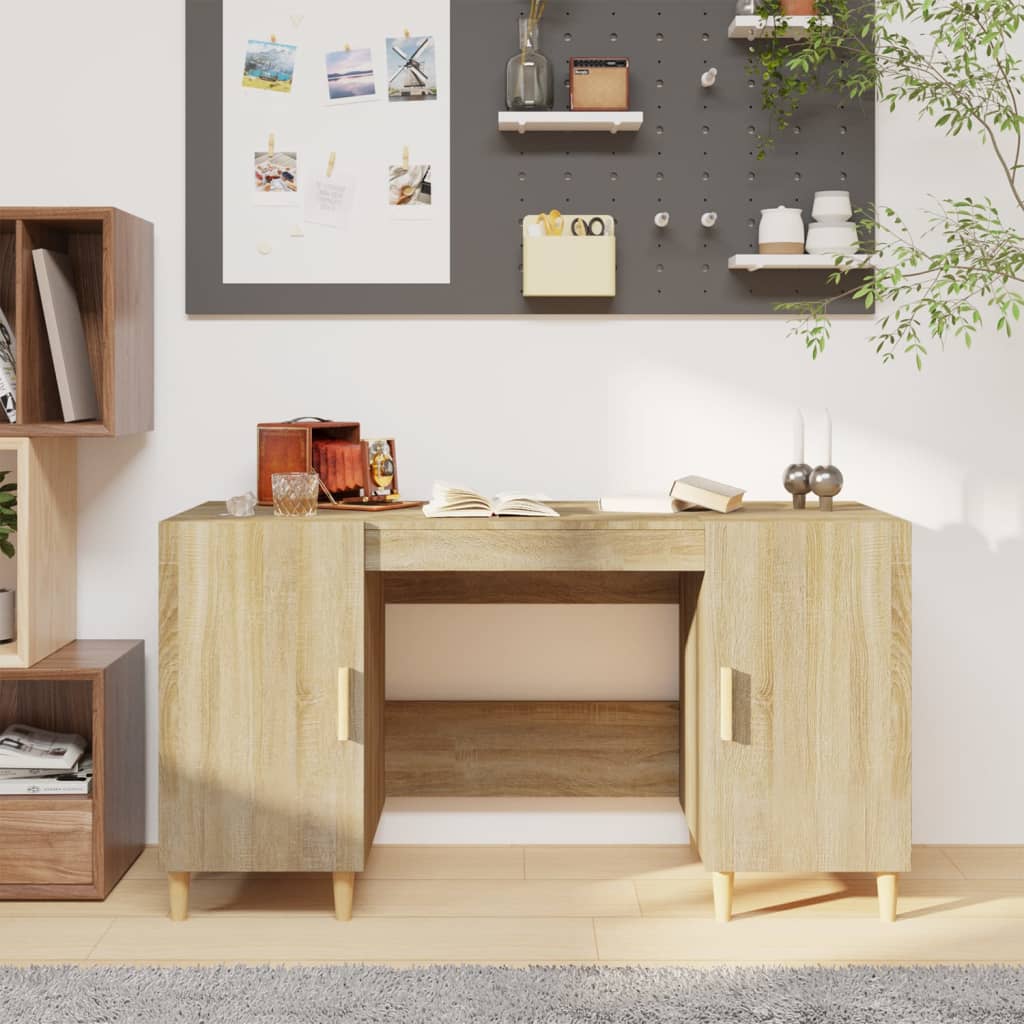 Desk, sonoma oak, 140x50x75 cm, composite wood