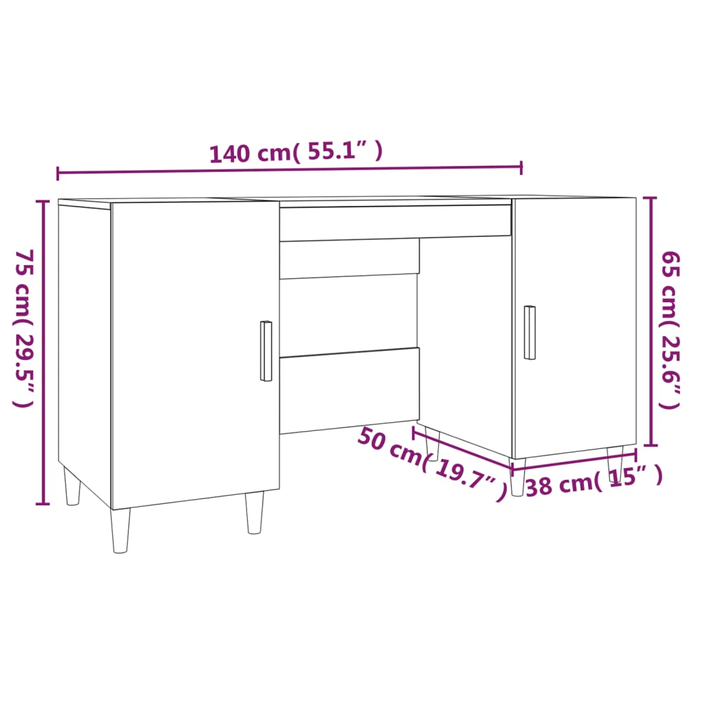 Desk, concrete gray, 140x50x75 cm, composite wood