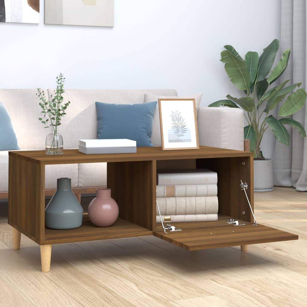 Coffee table, brown oak, 89.5x50x40 cm, composite wood