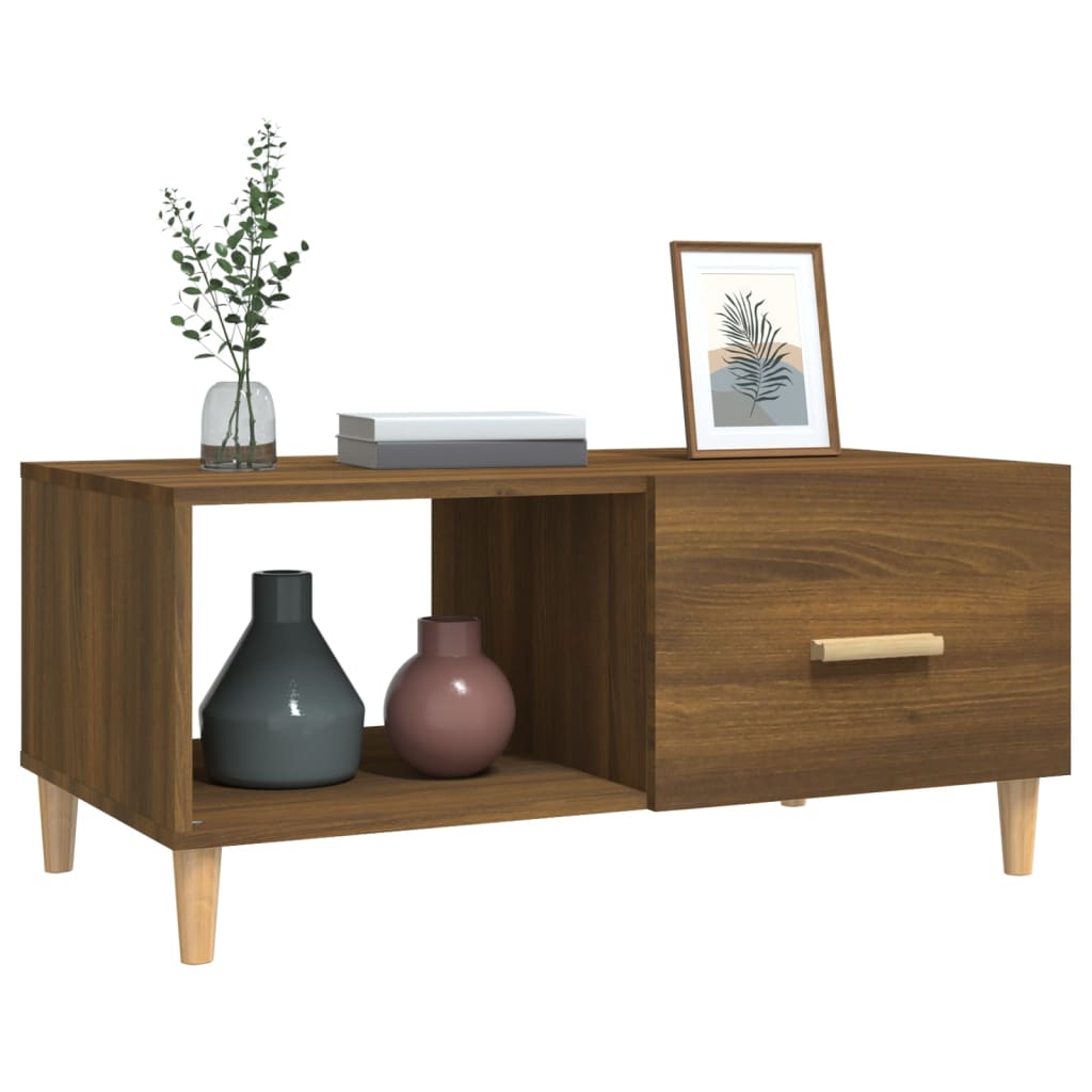 Coffee table, brown oak, 89.5x50x40 cm, composite wood