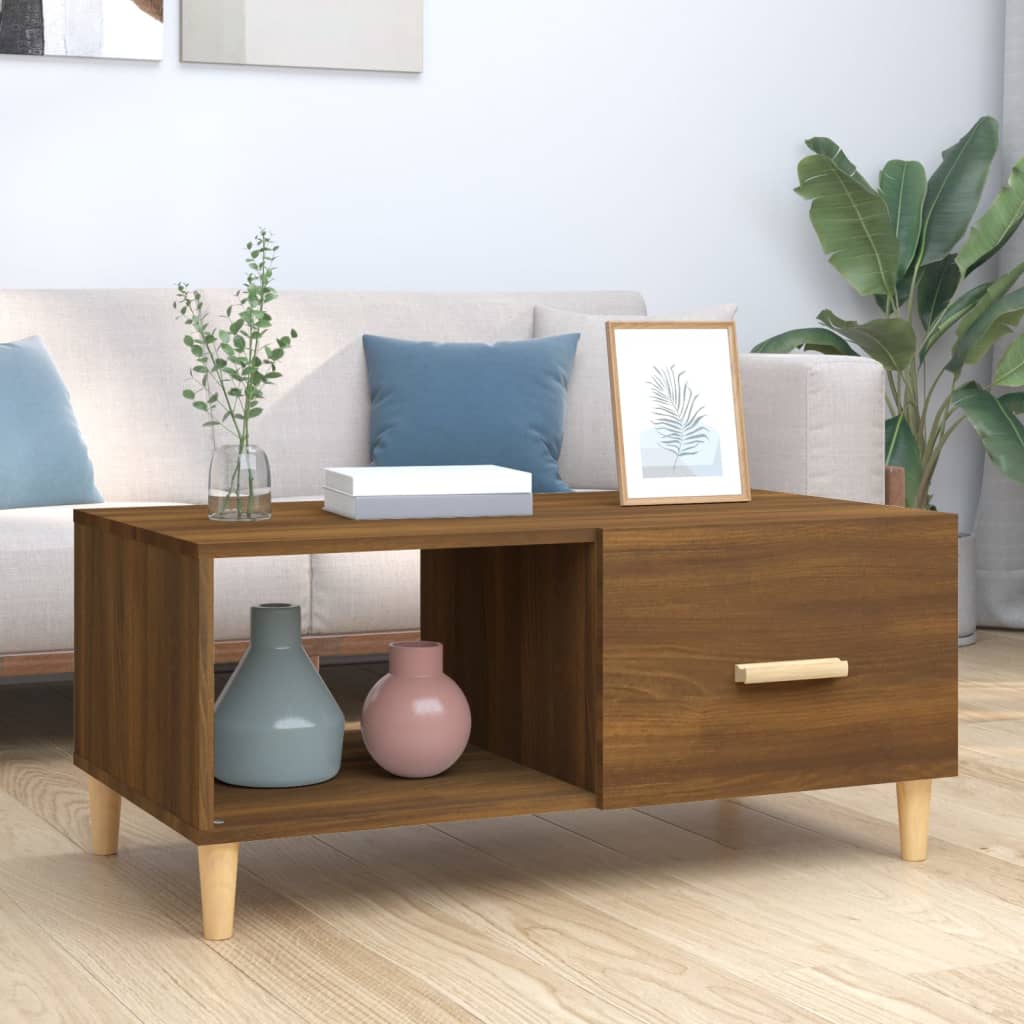 Coffee table, brown oak, 89.5x50x40 cm, composite wood