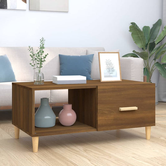 Coffee table, brown oak, 89.5x50x40 cm, composite wood