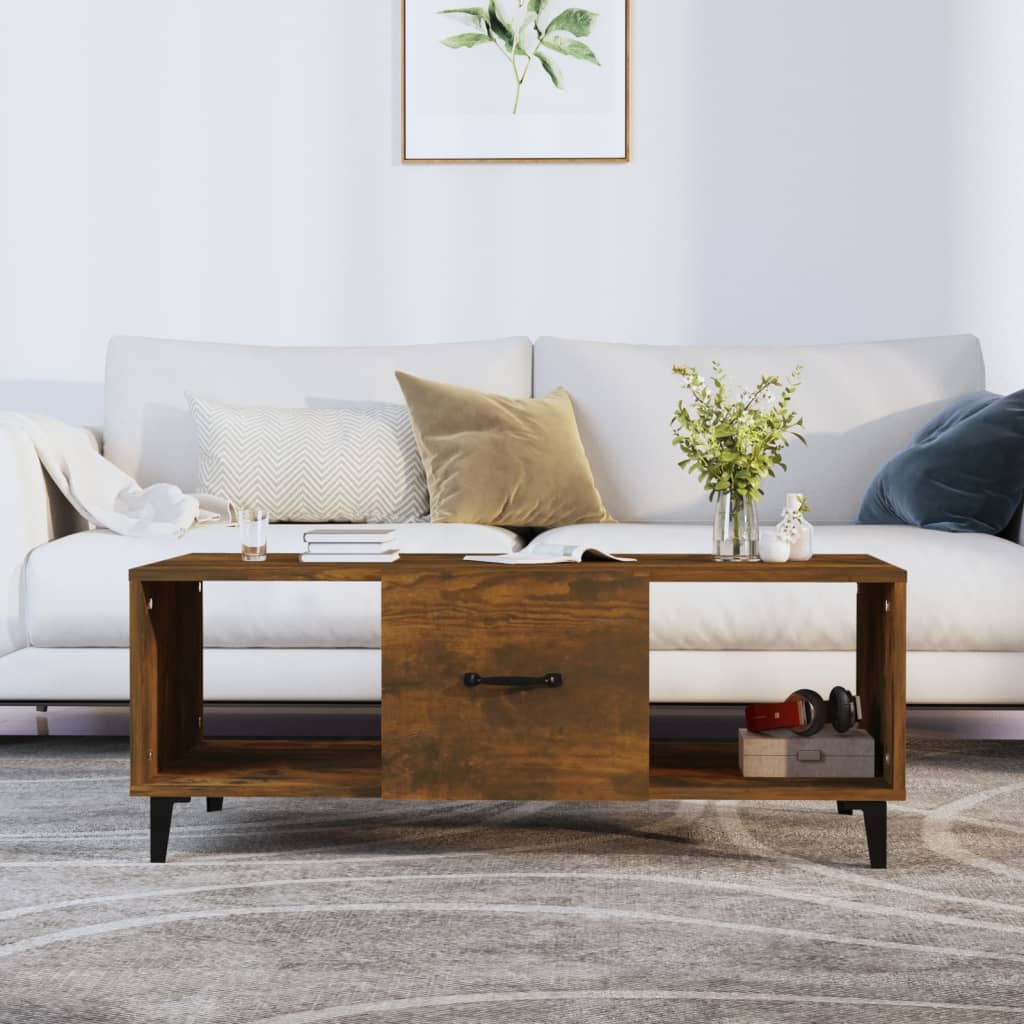 Coffee table, smoky oak, 102x50x40 cm, processed wood