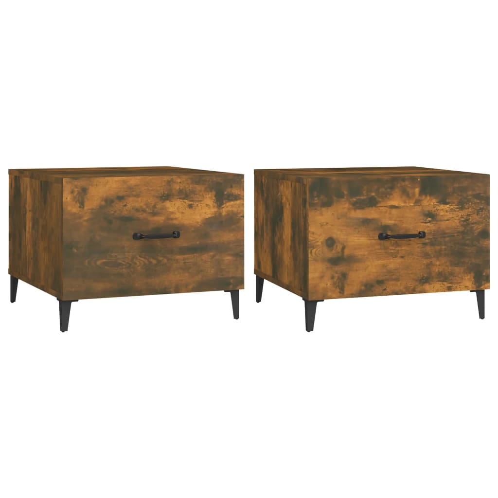 Coffee tables, metal legs, 2 pieces, smoky oak, 50x50x40 cm