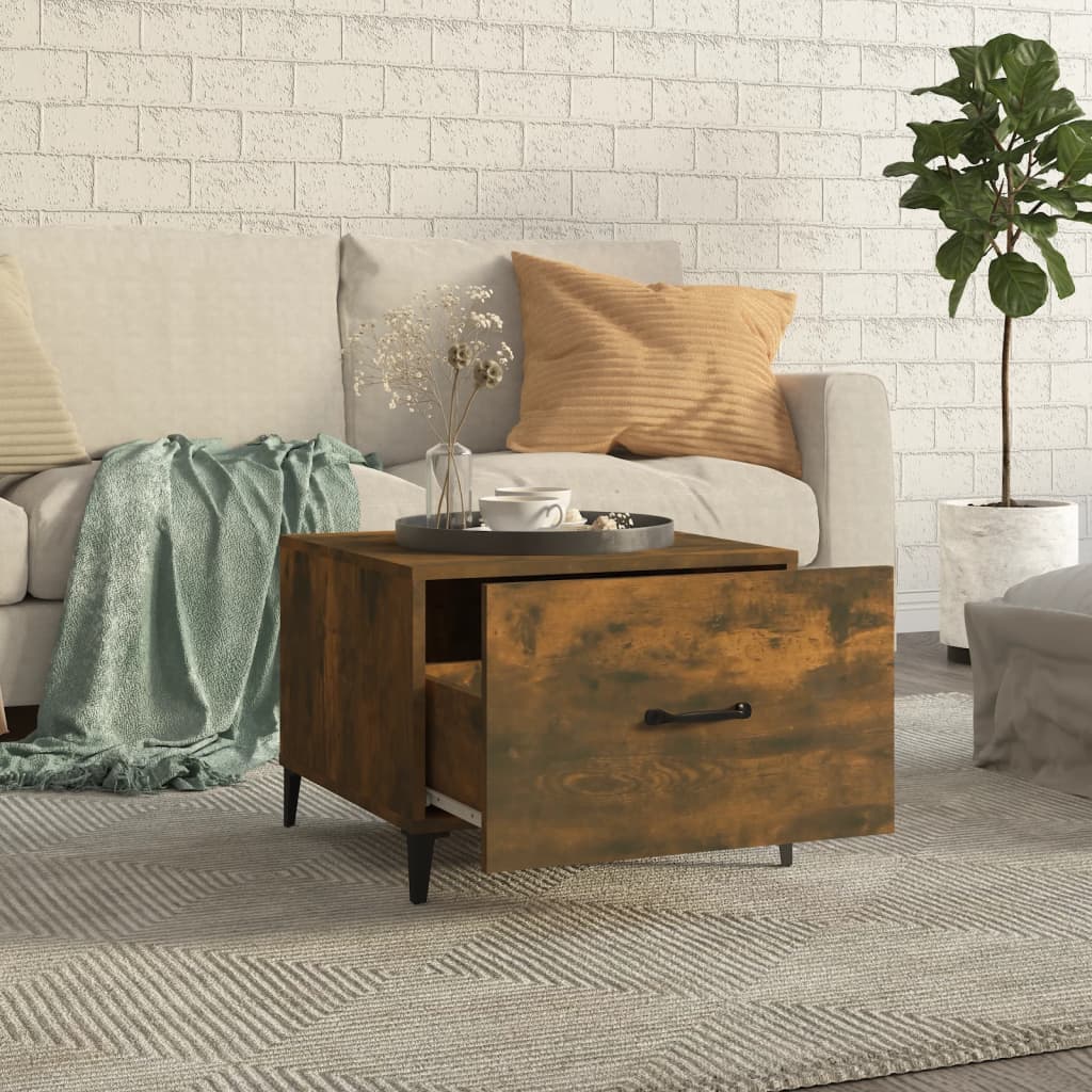 Coffee tables, metal legs, 2 pieces, smoky oak, 50x50x40 cm