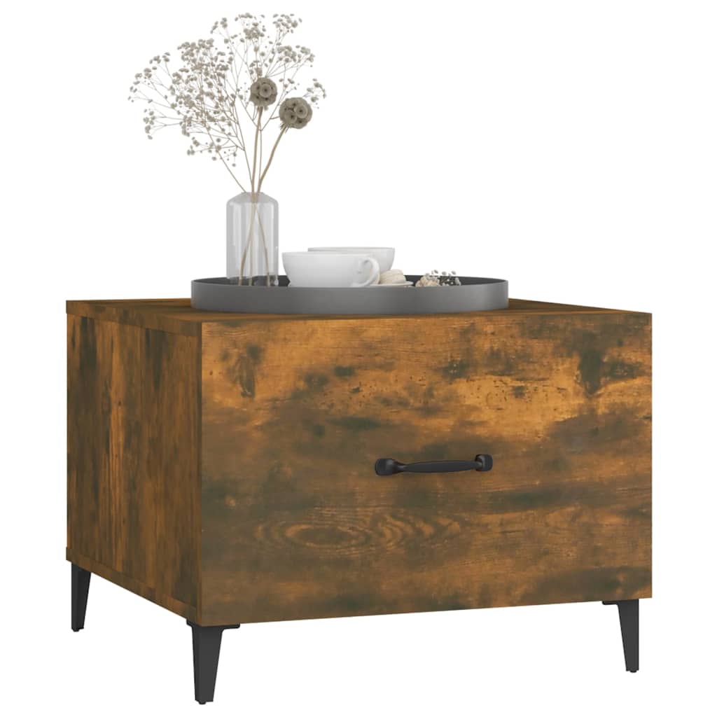 Coffee tables, metal legs, 2 pieces, smoky oak, 50x50x40 cm