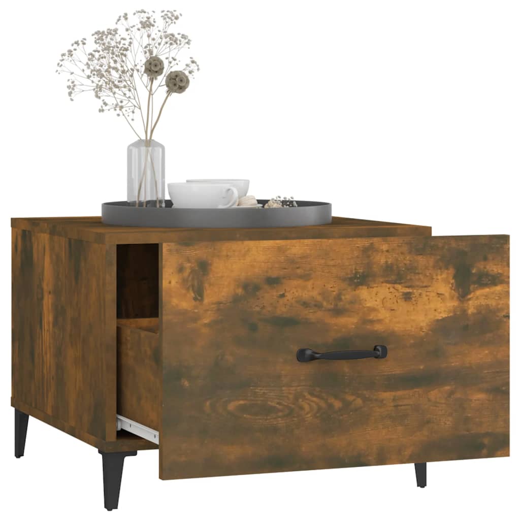 Coffee tables, metal legs, 2 pieces, smoky oak, 50x50x40 cm
