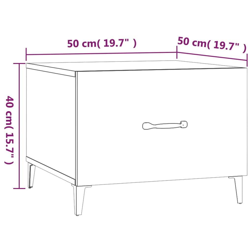 Coffee tables, metal legs, 2 pieces, smoky oak, 50x50x40 cm