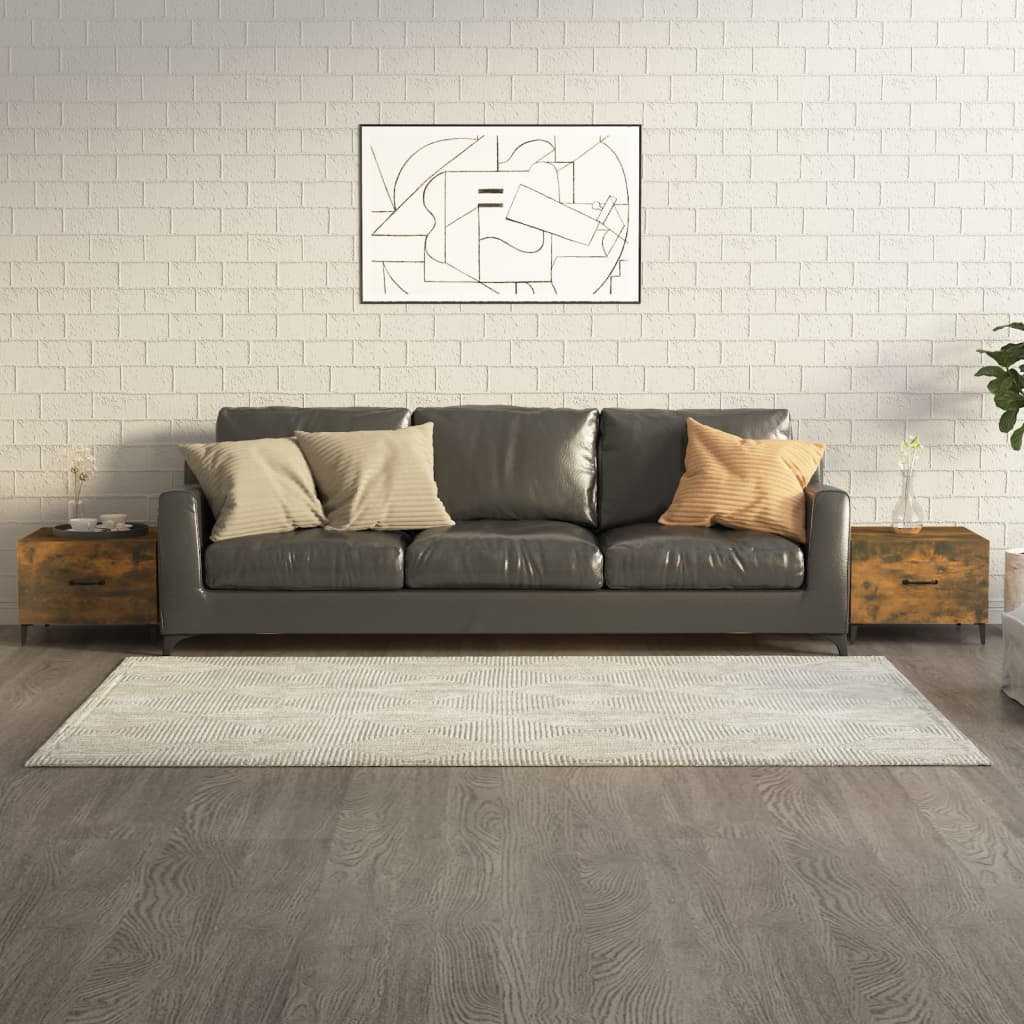 Coffee tables, metal legs, 2 pieces, smoky oak, 50x50x40 cm