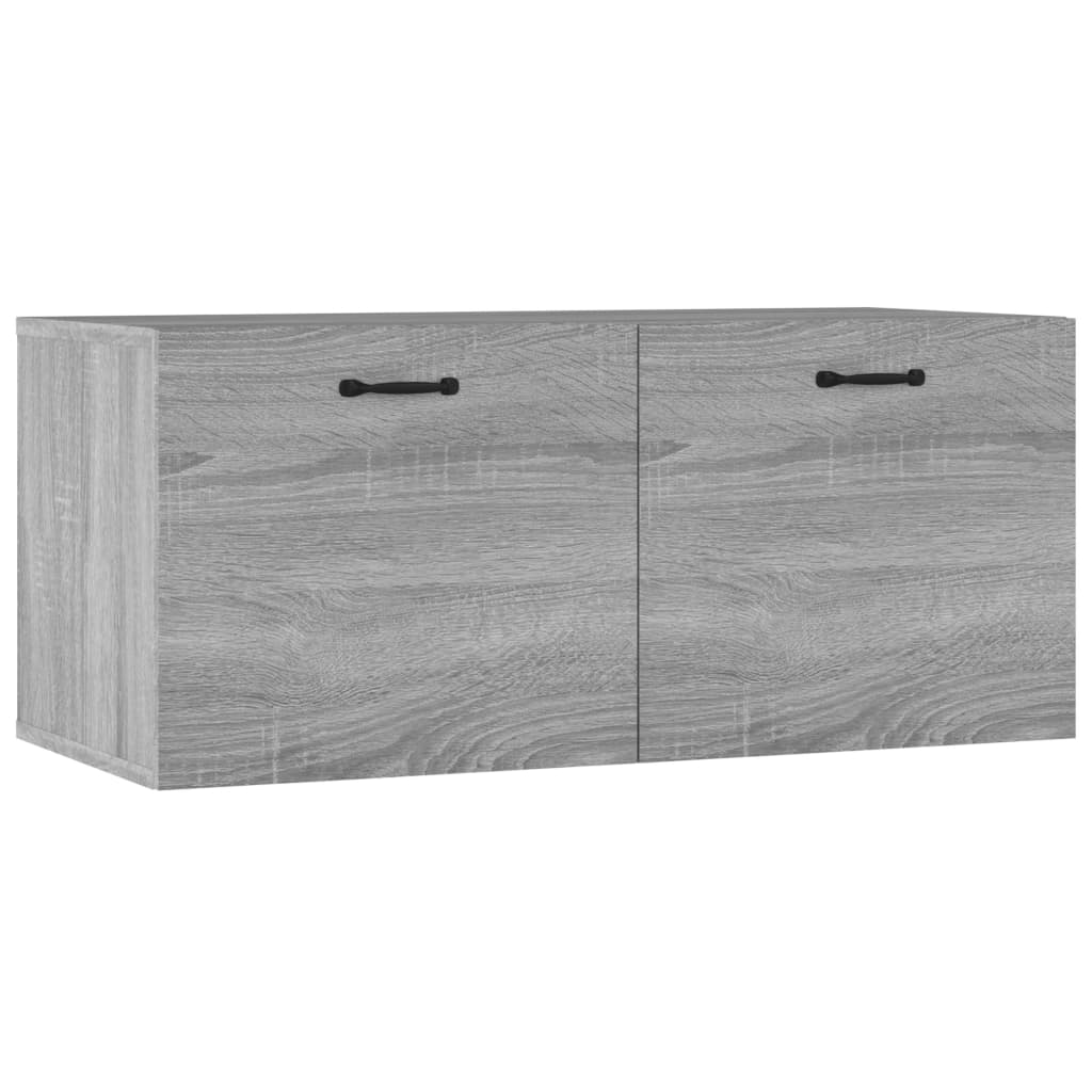 Wall chest of drawers, sonoma grey, 80x35x36.5 cm, processed wood