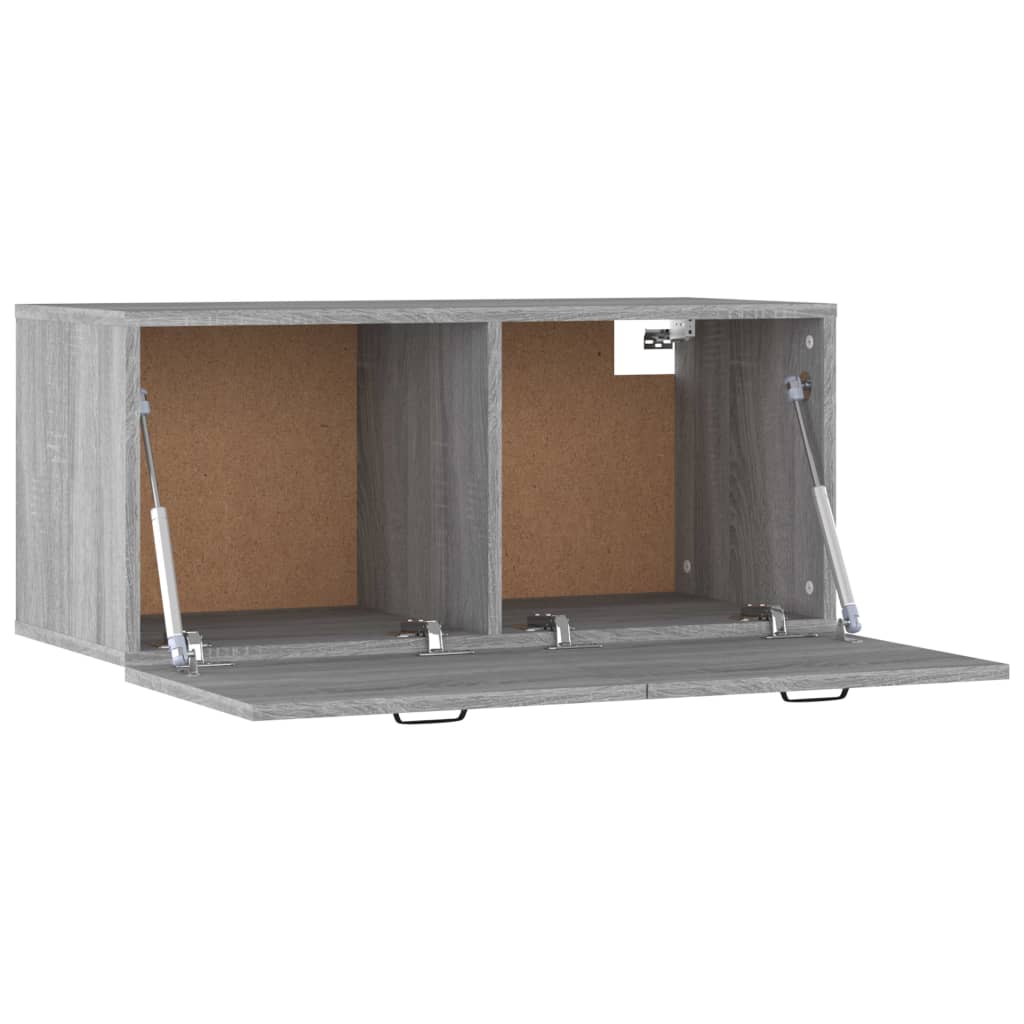 Wall chest of drawers, sonoma grey, 80x35x36.5 cm, processed wood