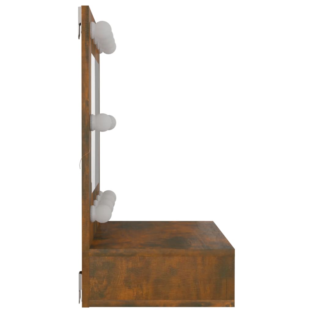 Cabinet with mirror and LED, smoky oak, 60x31.5x62 cm