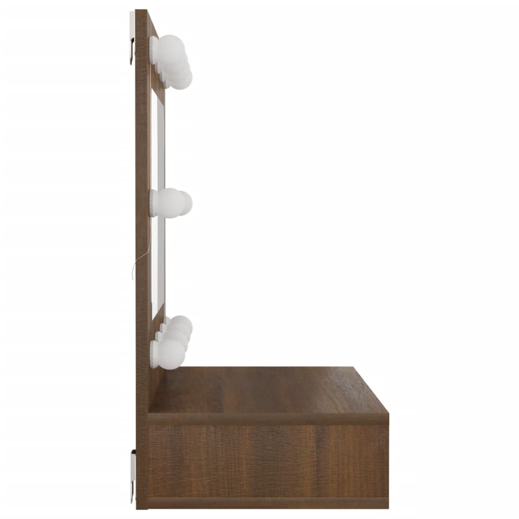 Cabinet with mirror and LED, brown oak, 60x31.5x62 cm