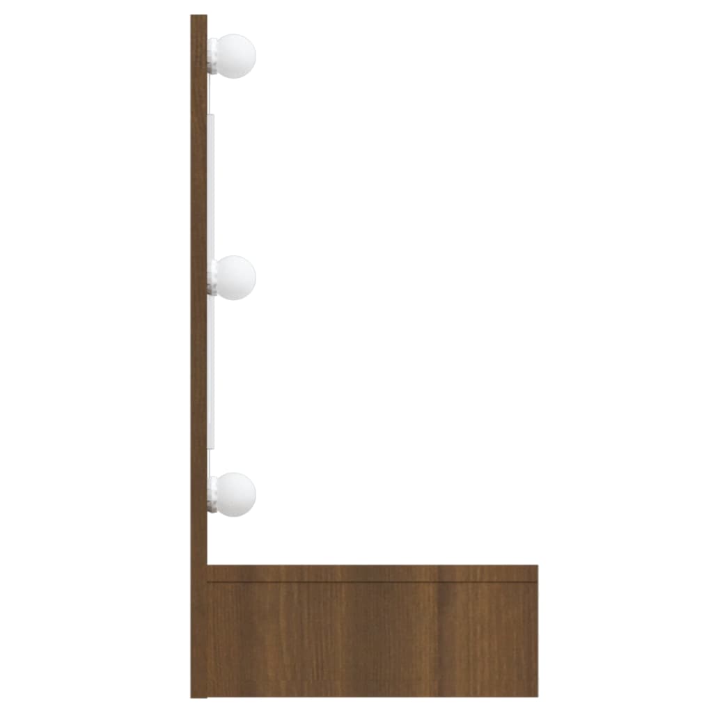 Cabinet with mirror and LED, brown oak, 90x31.5x62 cm