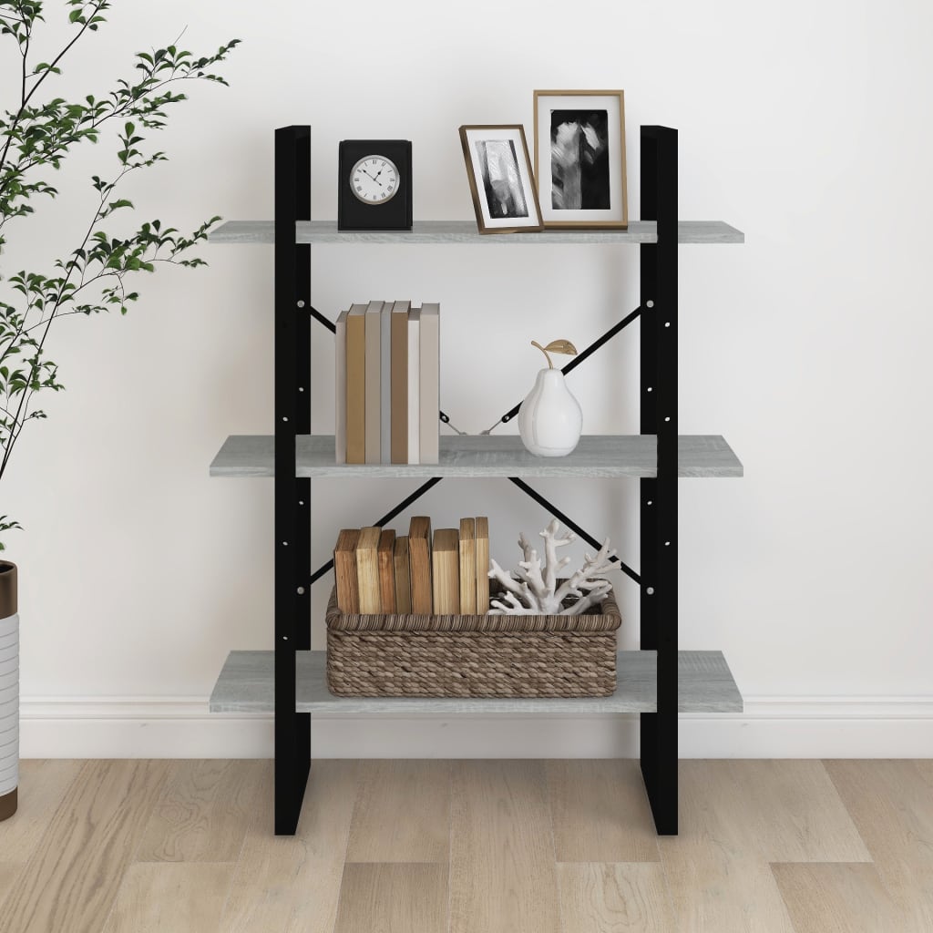 Bibliotecă, gri sonoma, 80x30x105 cm, lemn prelucrat