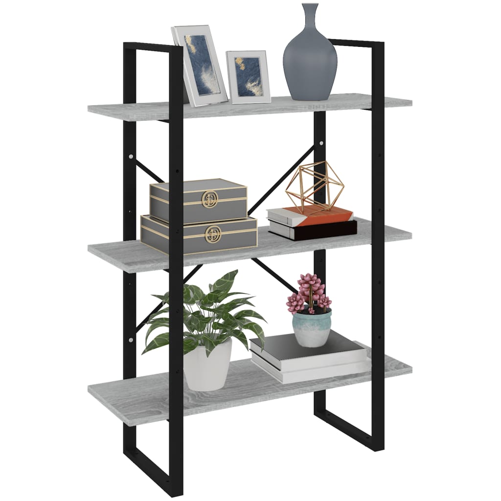 Bibliotecă, gri sonoma, 80x30x105 cm, lemn prelucrat