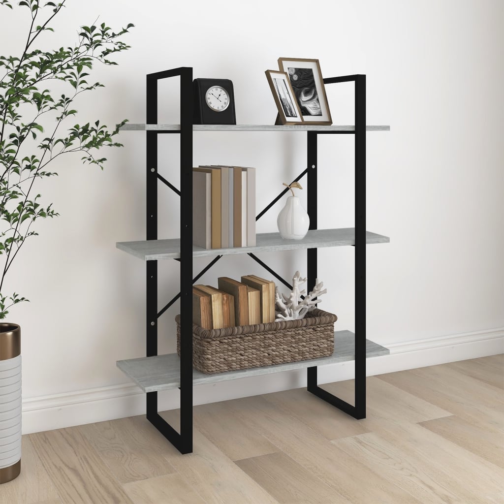 Bibliotecă, gri sonoma, 80x30x105 cm, lemn prelucrat