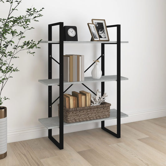 Bibliotecă, gri sonoma, 80x30x105 cm, lemn prelucrat