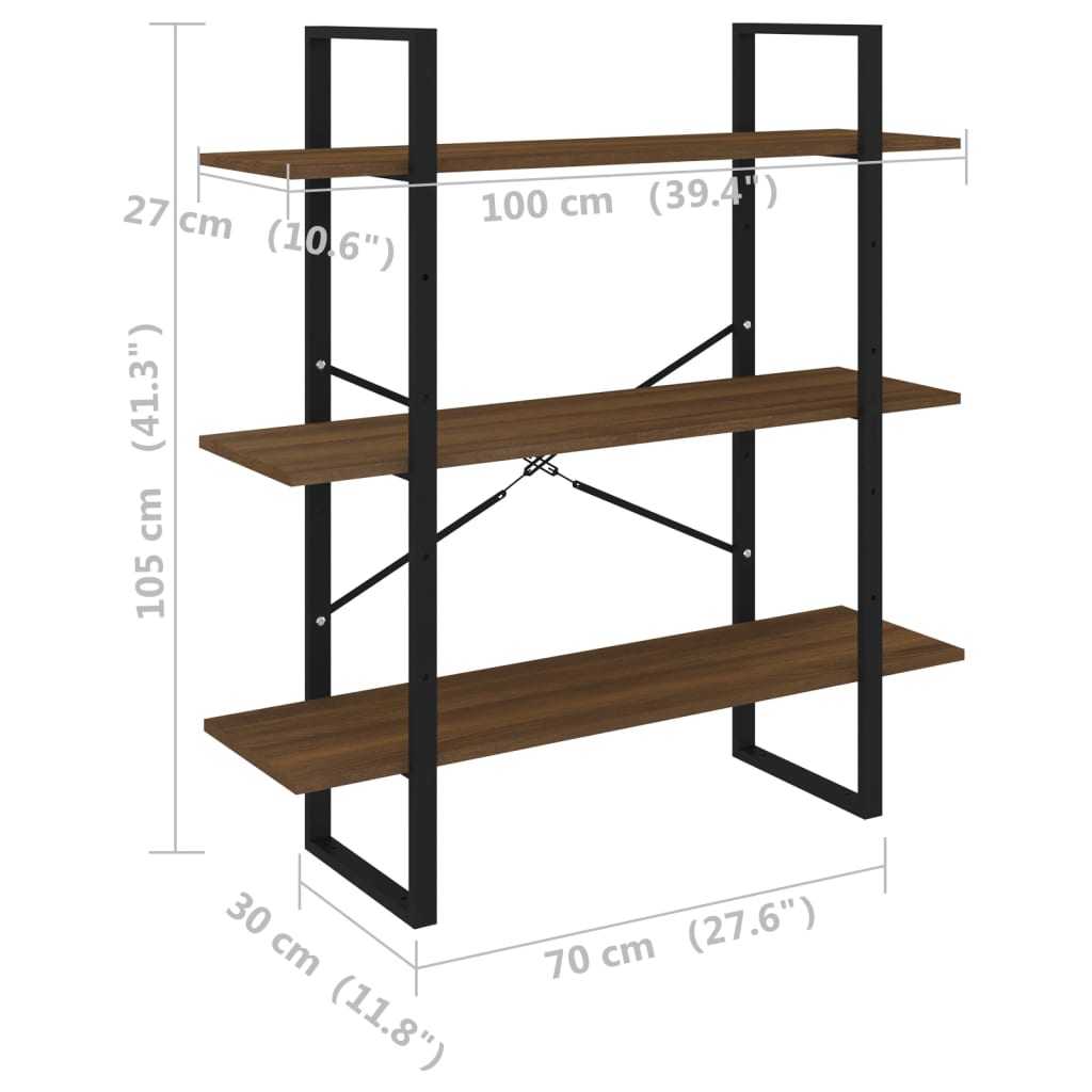 Bibliotecă, stejar maro, 100x30x105 cm, lemn prelucrat