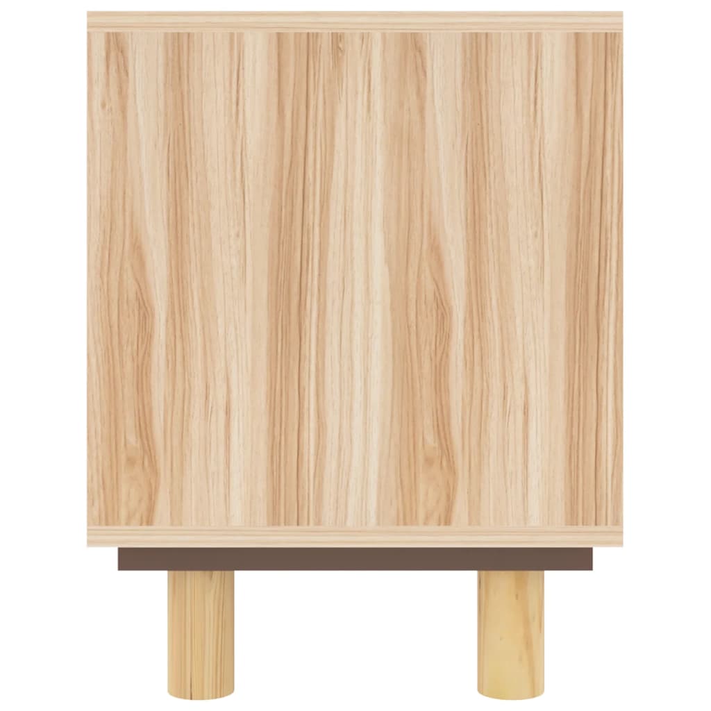 TV chest, brown, 105x30x40 cm solid pine wood and natural rattan