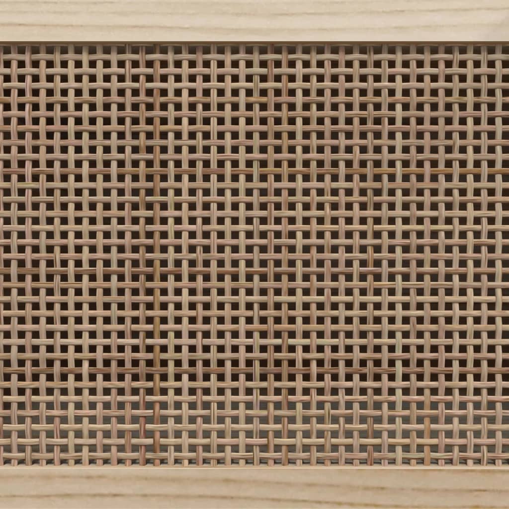 TV chest, brown, 105x30x40 cm solid pine wood and natural rattan