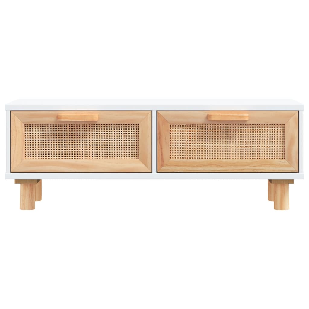 Măsuță de cafea alb 80x40x30cm lemn prelucrat&lemn masiv pin