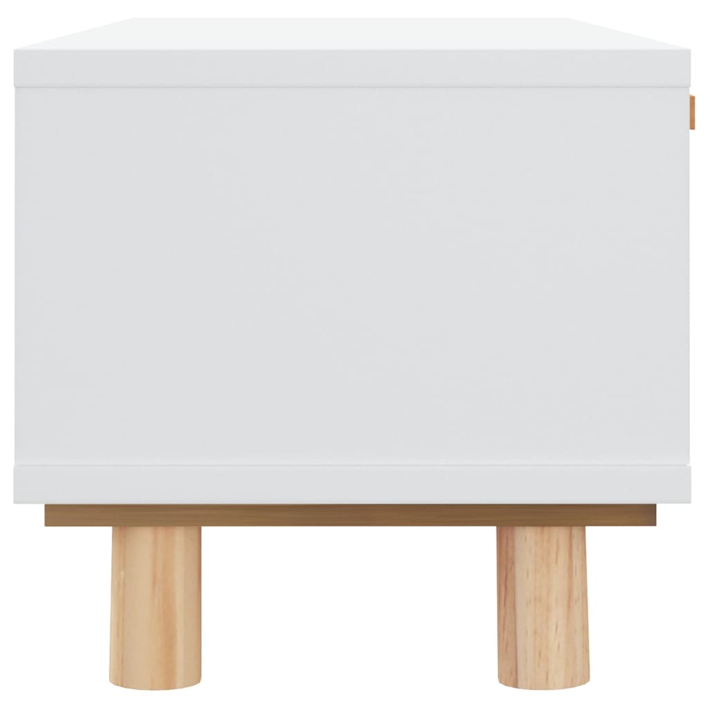 Măsuță de cafea alb 80x40x30cm lemn prelucrat&lemn masiv pin