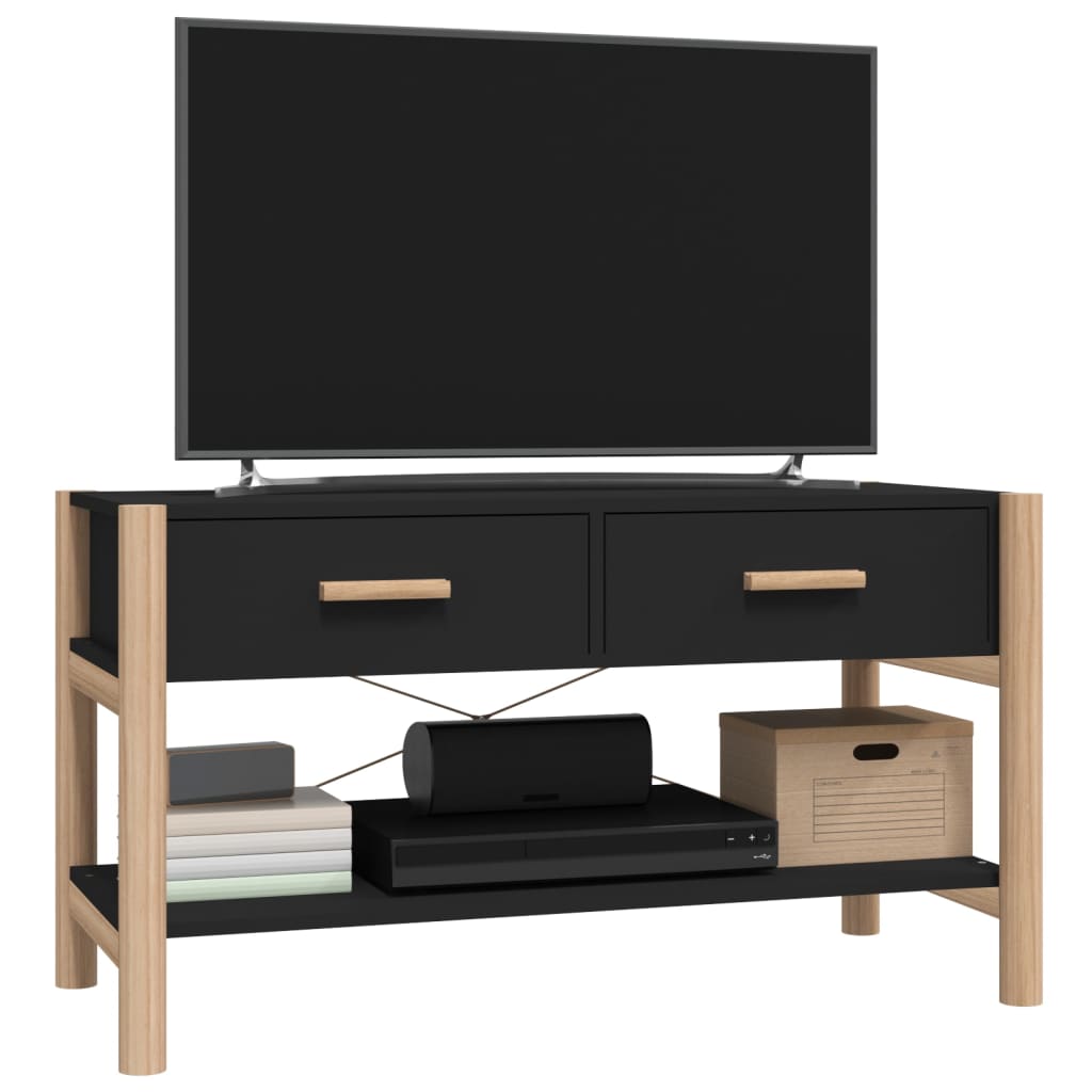 Comodă TV, negru, 82x38x45 cm, lemn prelucrat