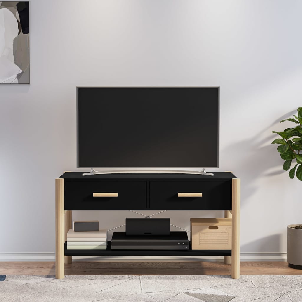 Comodă TV, negru, 82x38x45 cm, lemn prelucrat