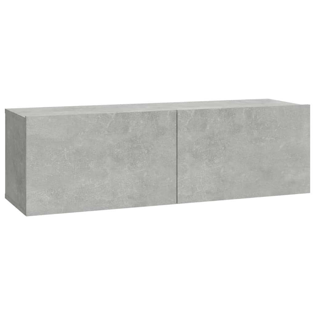 Dulapuri TV de perete, 4 buc, gri beton, 100x30x30 cm