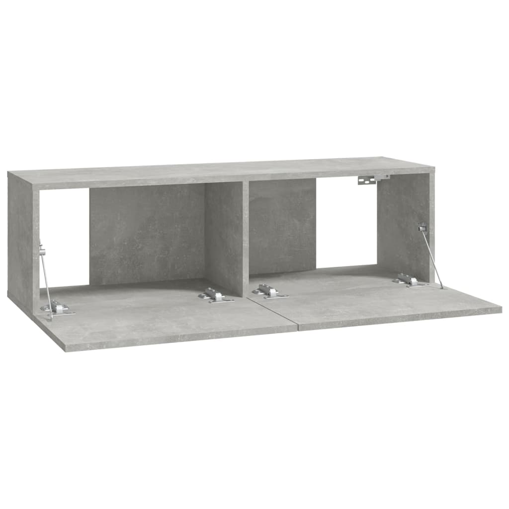 Dulapuri TV de perete, 4 buc, gri beton, 100x30x30 cm