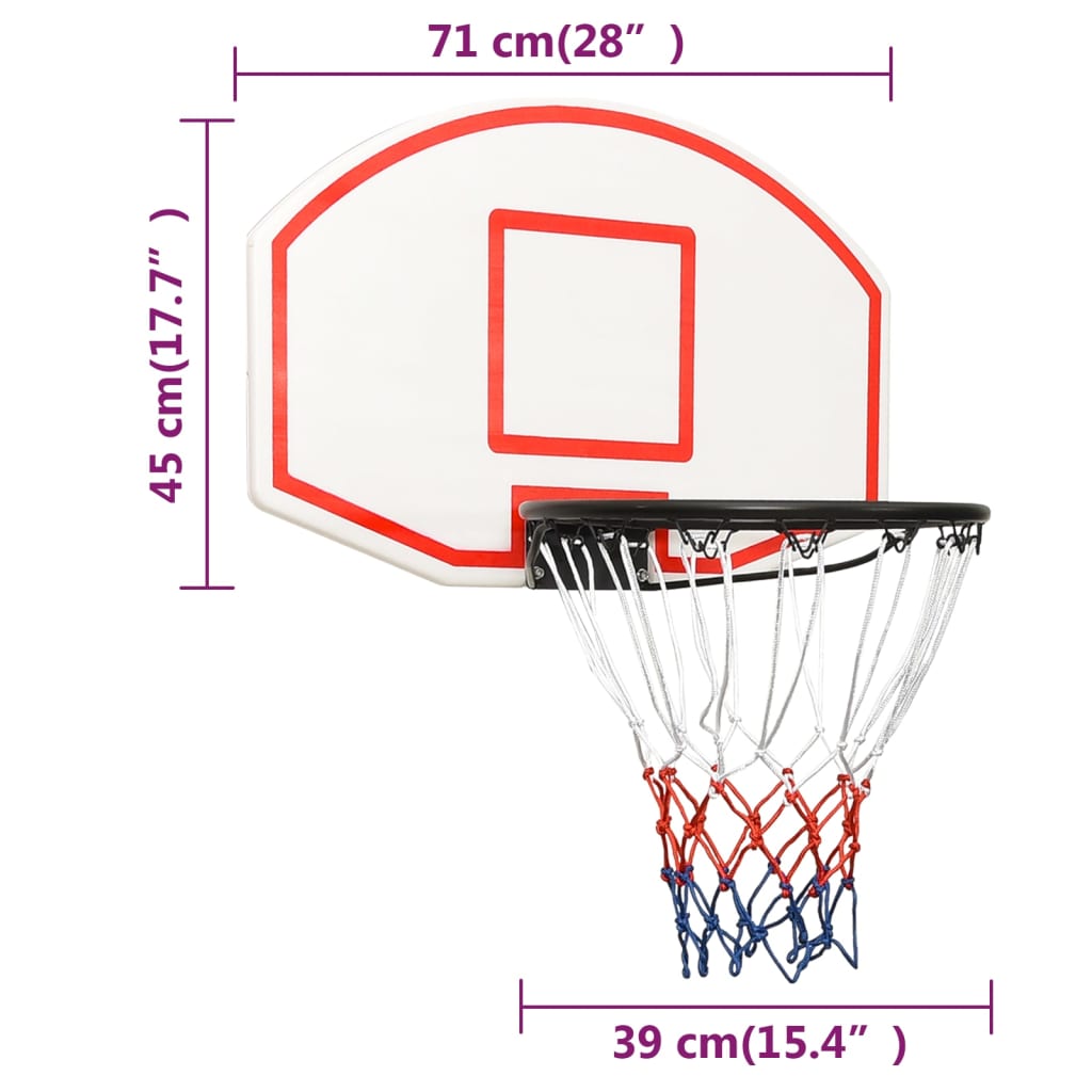 Basketball board, white, 71x45x2 cm, polyethylene