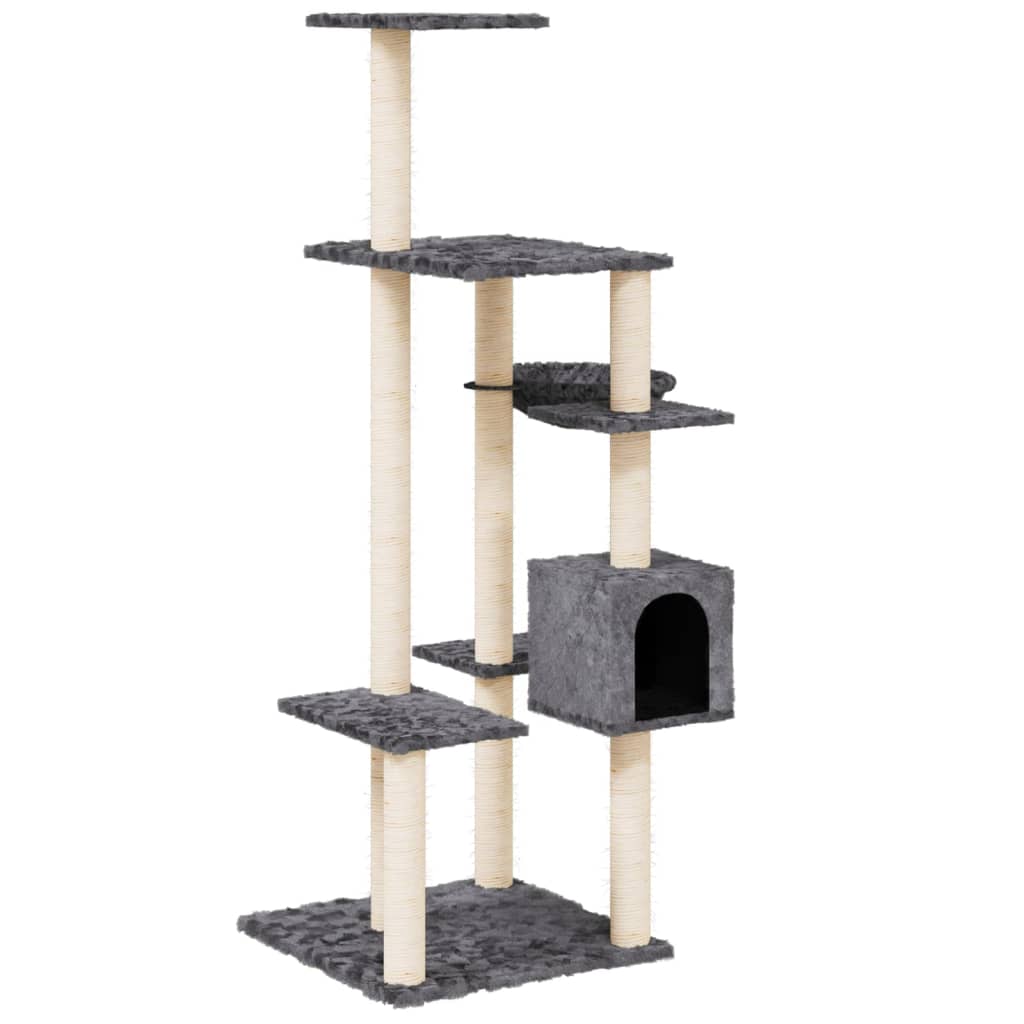 Set of cats with sisal rope poles, dark grey, 142 cm