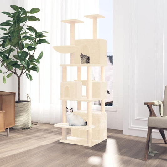 Set of cats with posts made of sisal rope, cream, 180 cm