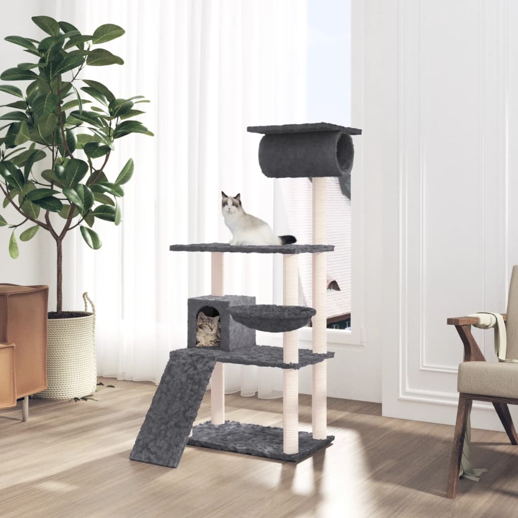Cat set, sisal rope poles, dark grey, 131 cm
