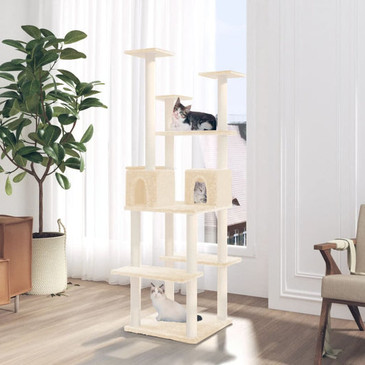 Cat set with sisal rope poles, cream, 167 cm