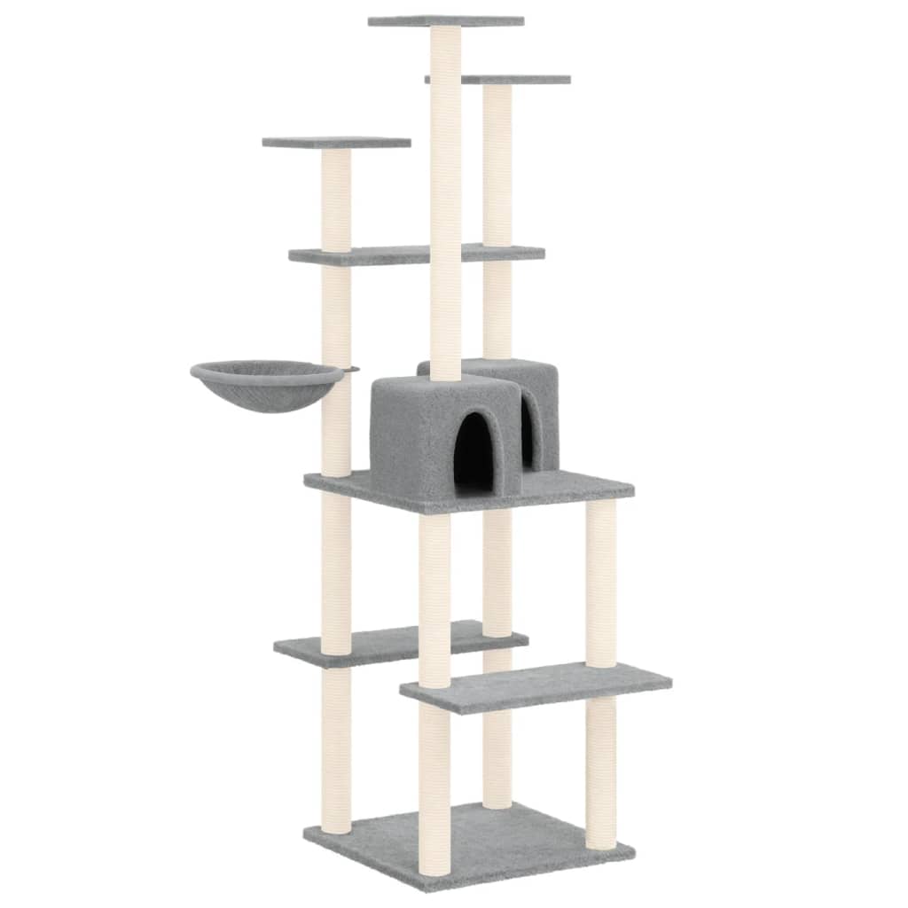 Cat set, sisal rope poles, light grey, 167 cm