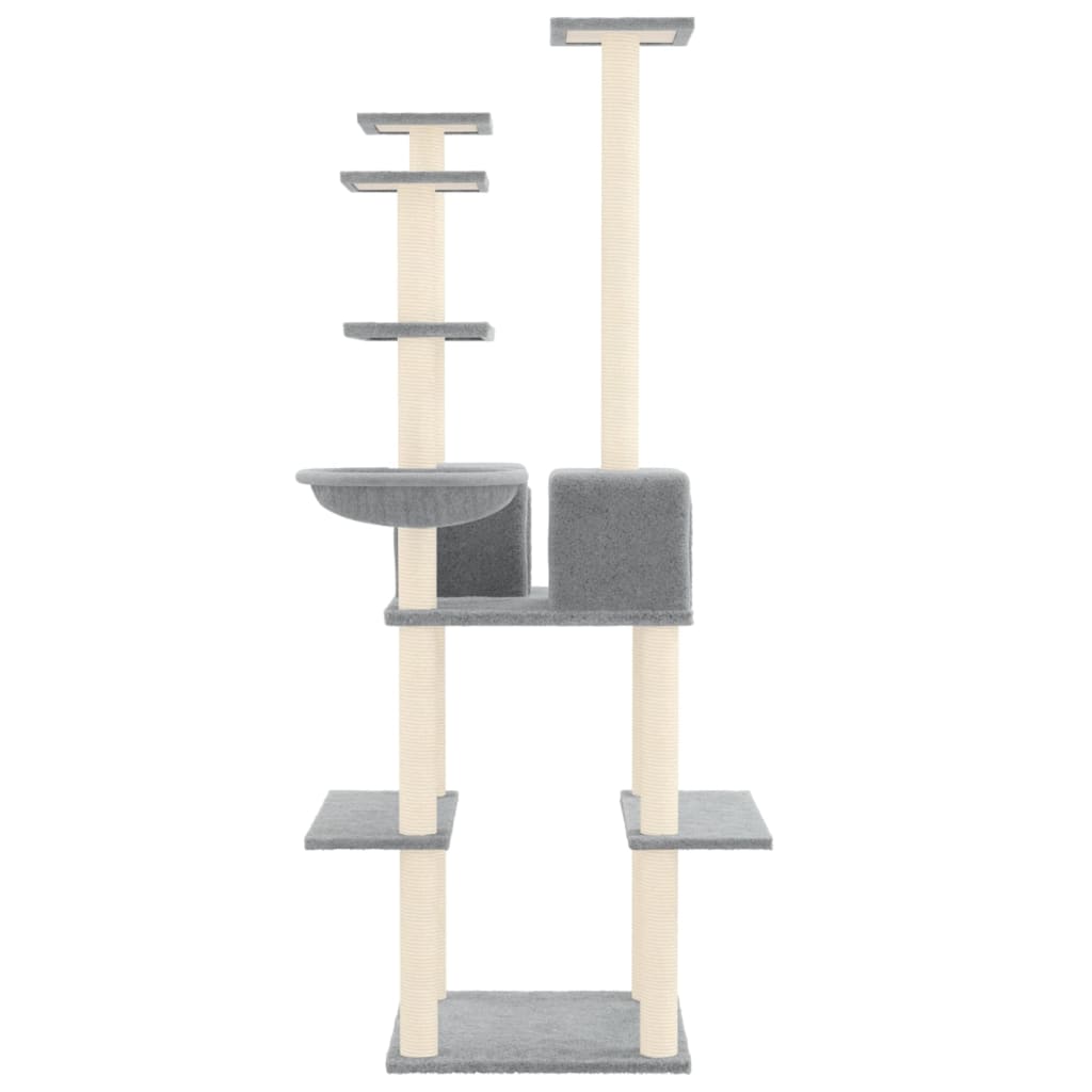 Cat set, sisal rope poles, light grey, 167 cm