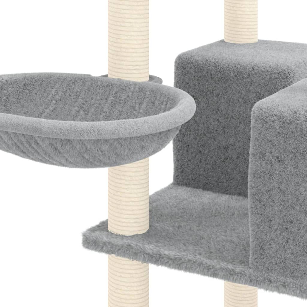 Cat set, sisal rope poles, light grey, 167 cm