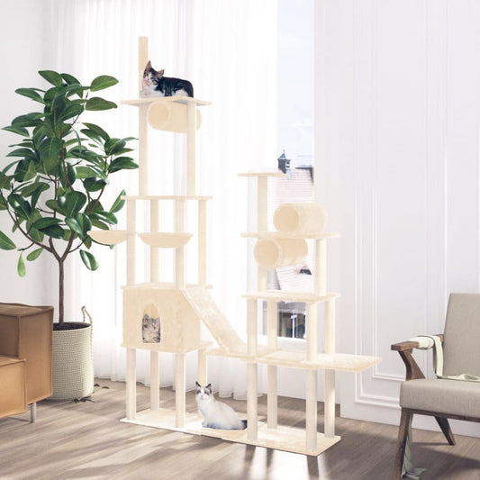 Cat set with sisal rope poles, cream, 279 cm