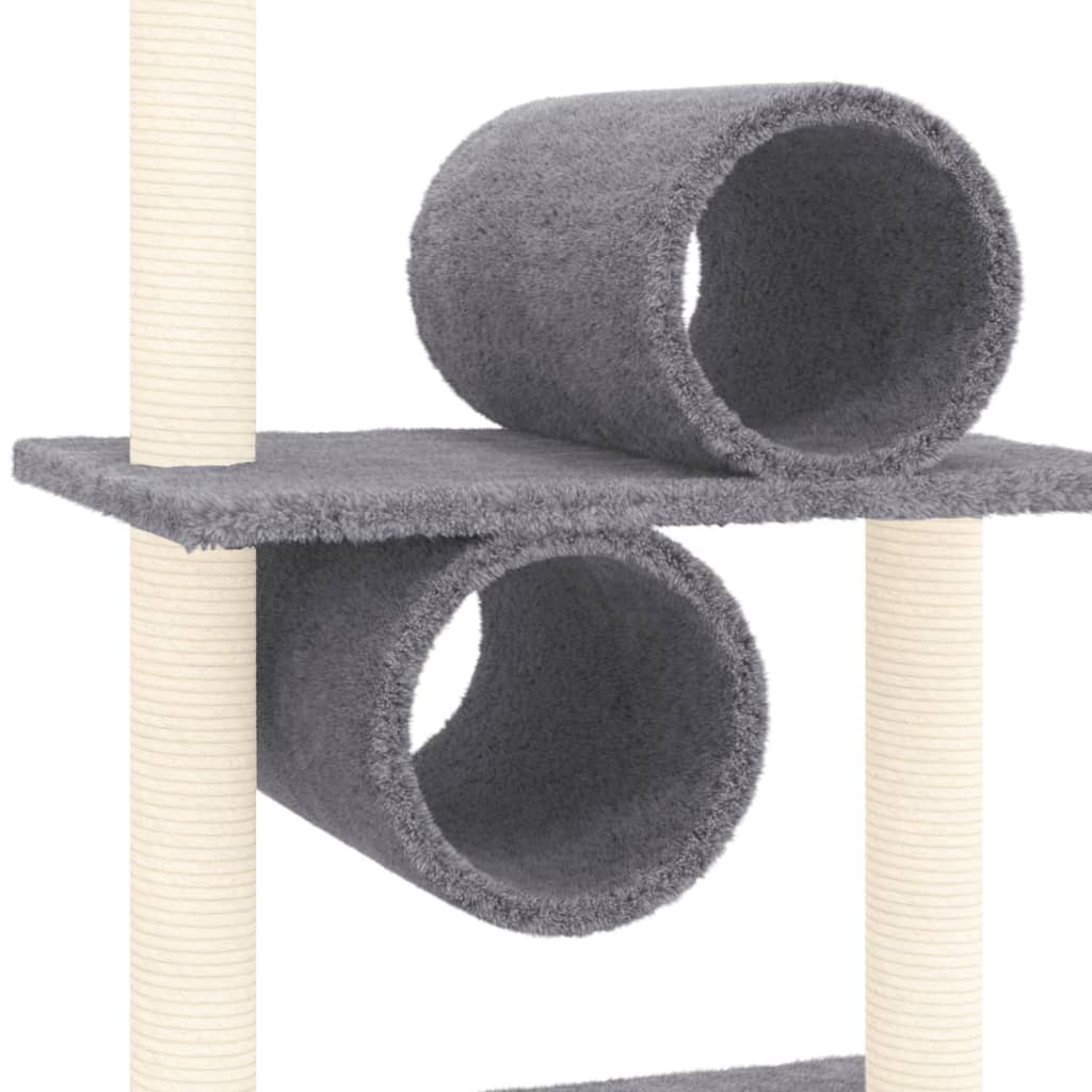 Ansamblu de pisici, stâlpi din funie sisal, gri închis, 279 cm