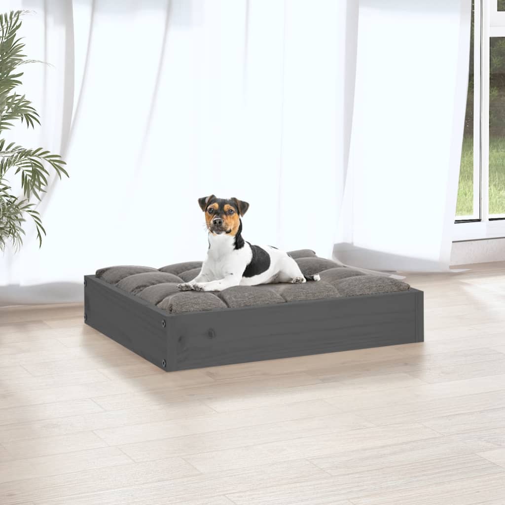 Dog bed, gray, 51.5x44x9 cm, solid pine wood