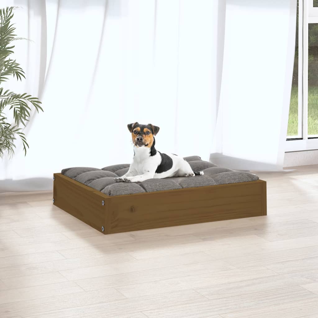 Dog bed, honey brown, 51.5x44x9 cm, solid pine wood