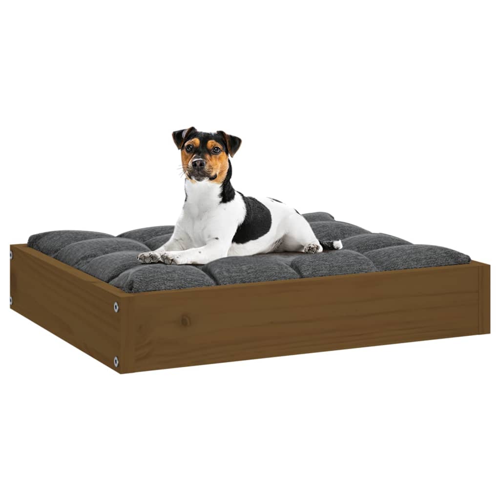 Dog bed, honey brown, 51.5x44x9 cm, solid pine wood