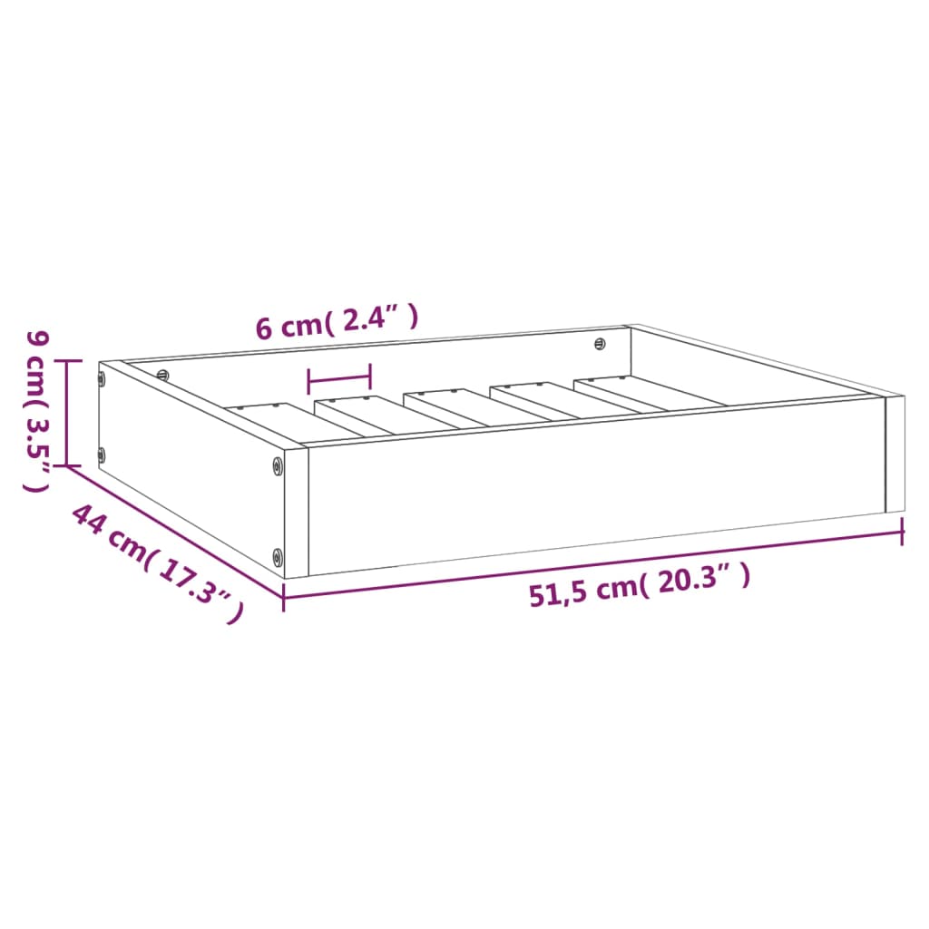 Dog bed, honey brown, 51.5x44x9 cm, solid pine wood