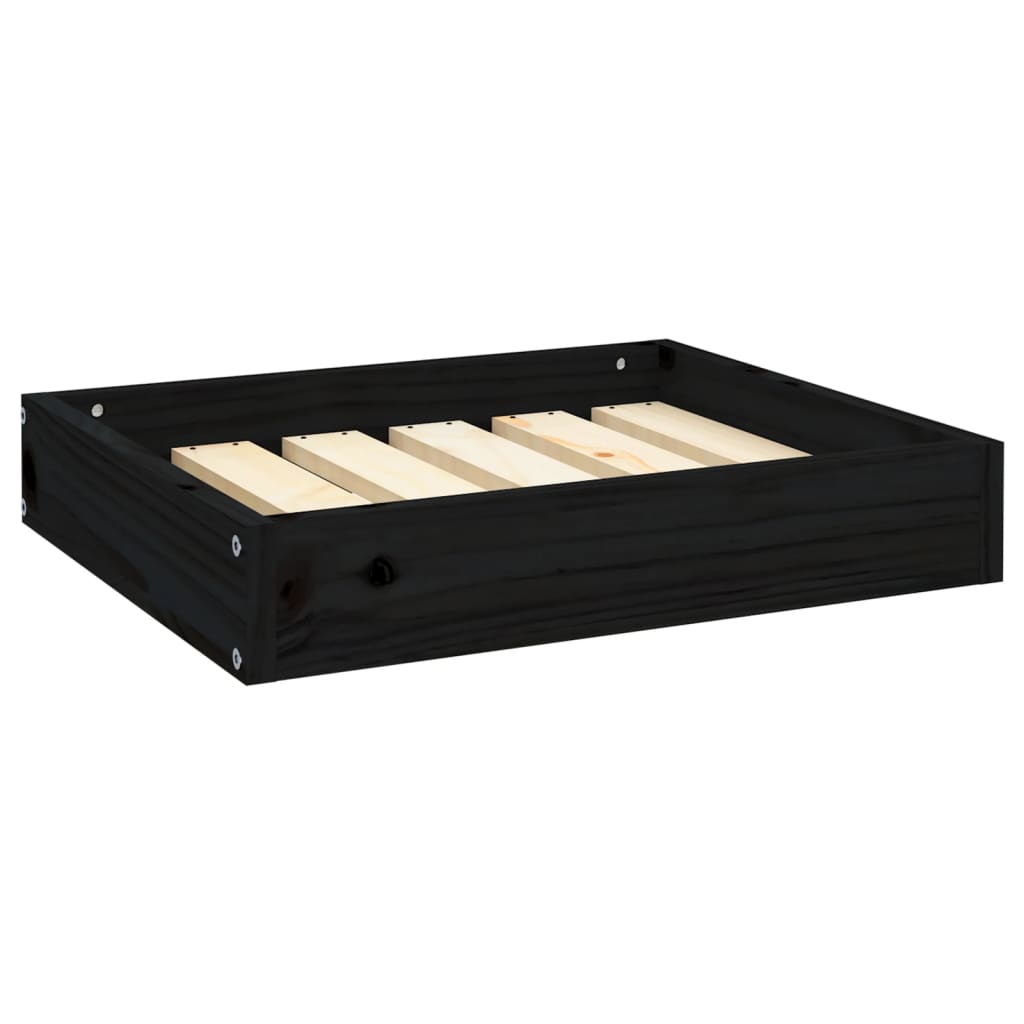 Dog bed, black, 51.5x44x9 cm, solid pine wood